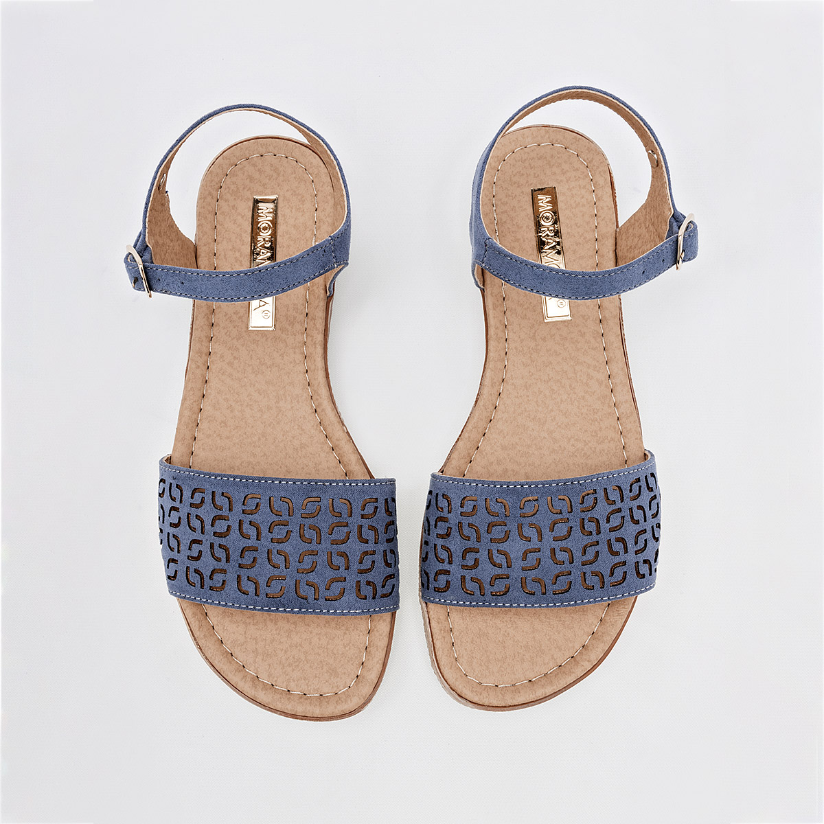 Foto 4 pulgar | Sandalia Moramora Azul Código 126383-e para Mujer