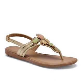 Foto 1 | Sandalia Lady One Dorado Multicolor, Código 126335-e para Mujer