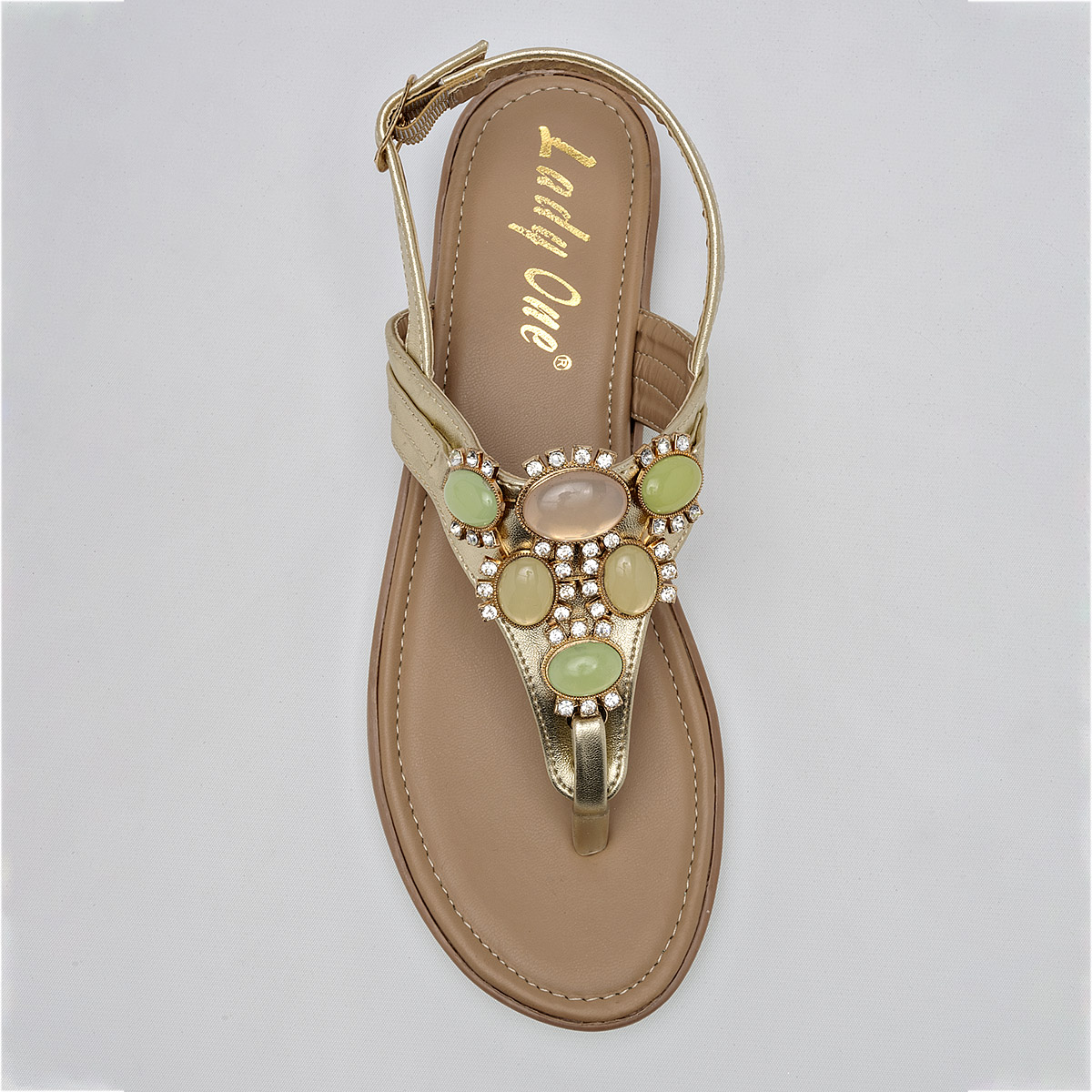 Foto 2 | Sandalia Lady One Dorado Multicolor, Código 126335-e para Mujer