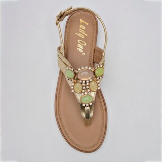 Foto 2 | Sandalia Lady One Dorado Multicolor, Código 126335-e para Mujer