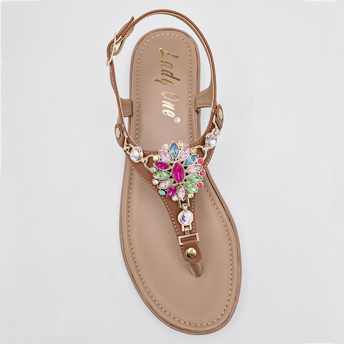 Foto 3 pulgar | Sandalias Lady One Camel para Mujer