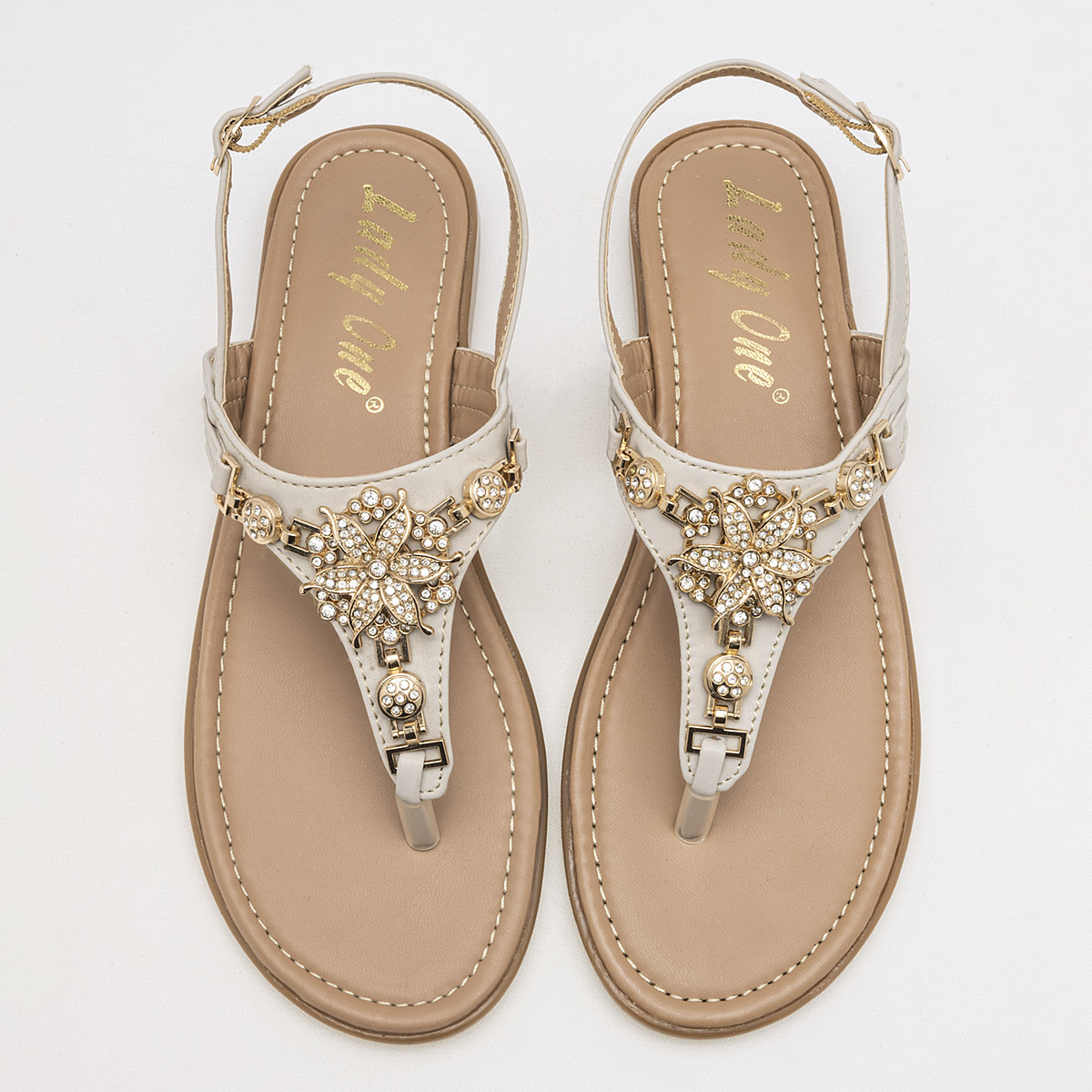 Foto 4 pulgar | Sandalia para Mujer Lady One Beige 112395-1