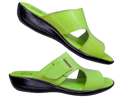 Foto 2 | Sandalia En Piel Cabra Color Verde Manzana Casual Confort Cómodo 400md para Mujer