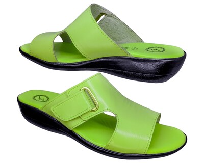 Foto 3 | Sandalia En Piel Cabra Color Verde Manzana Casual Confort Cómodo 400md para Mujer