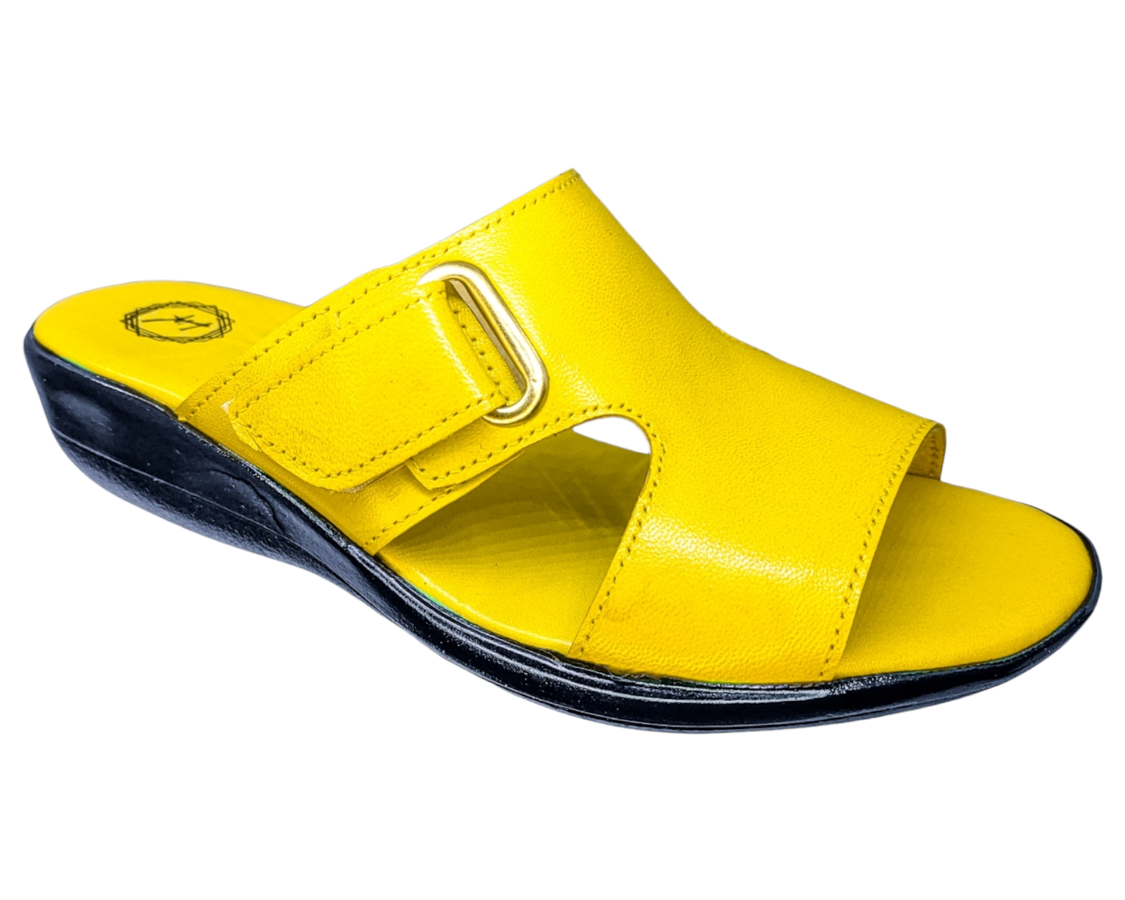 Sandalia En Piel Cabra Color Amarillo Casual Confort Cómodo 400md Para Mujer