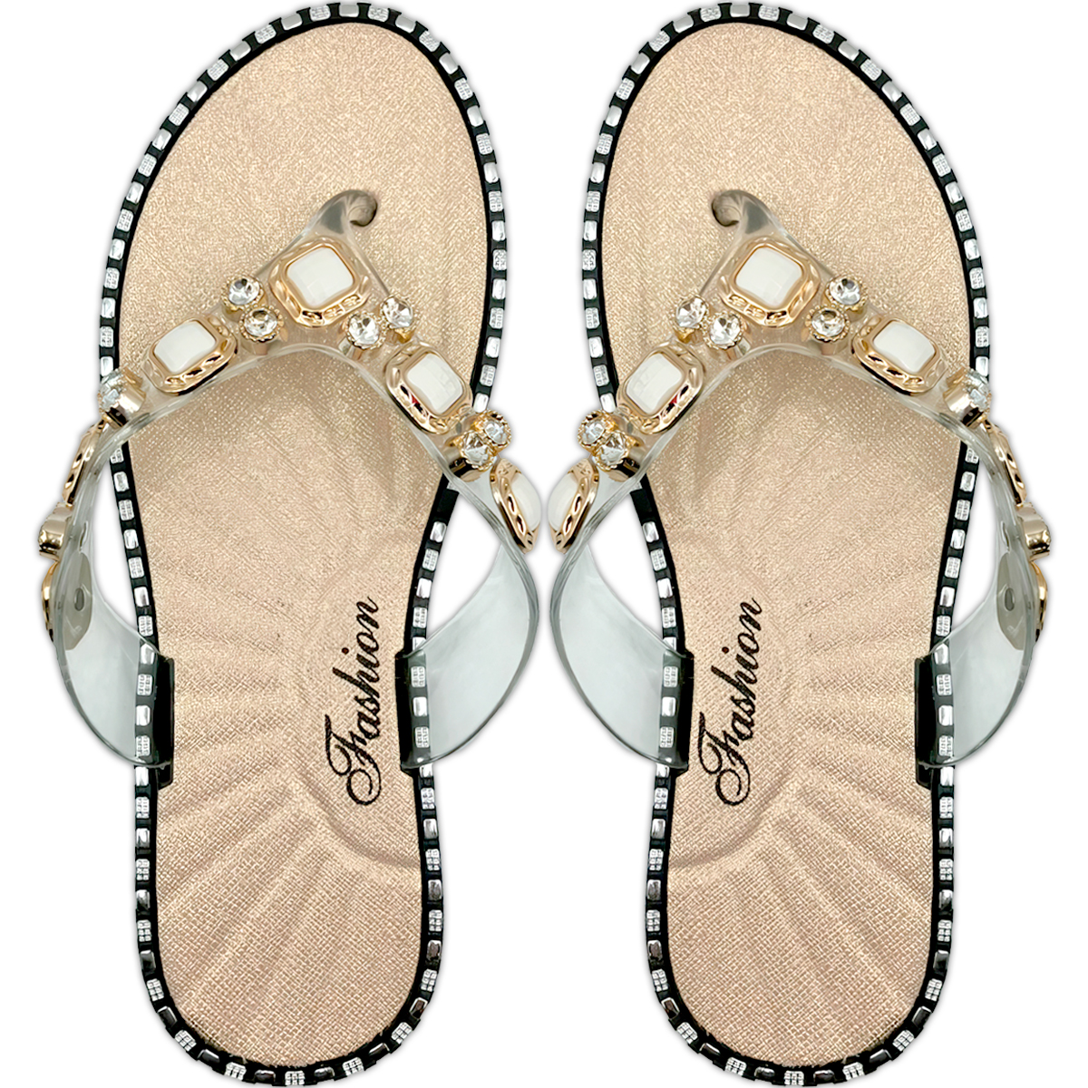 Foto 5 pulgar | Sandalia Elegante Shendy Vendy con Pedrería de Cristales Brillantes Dorada