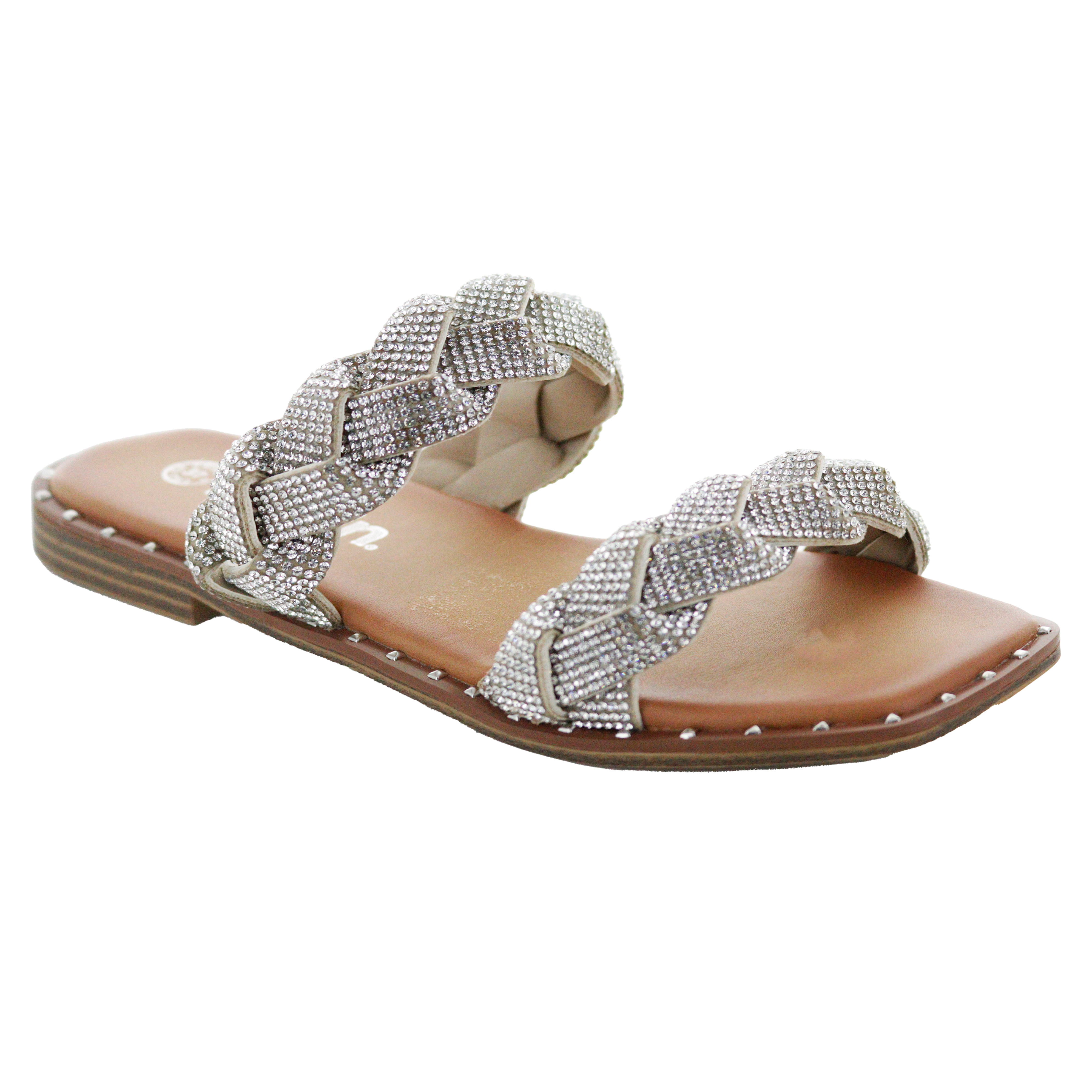 Sandalias Berlín Plateadas con Cristales para Mujer