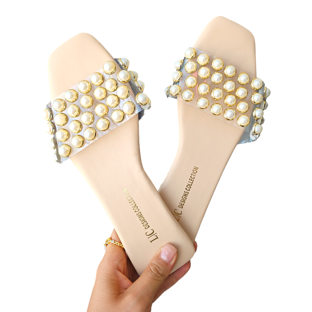 Foto 3 pulgar | Sandalias con Perlas Lc para Mujer