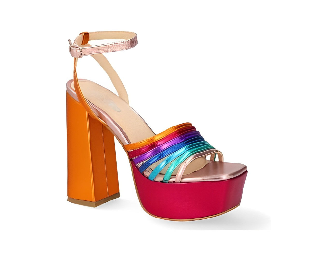 Foto 2 pulgar | Sandalias de Tacón Capa de Ozono Multicolor para Mujer