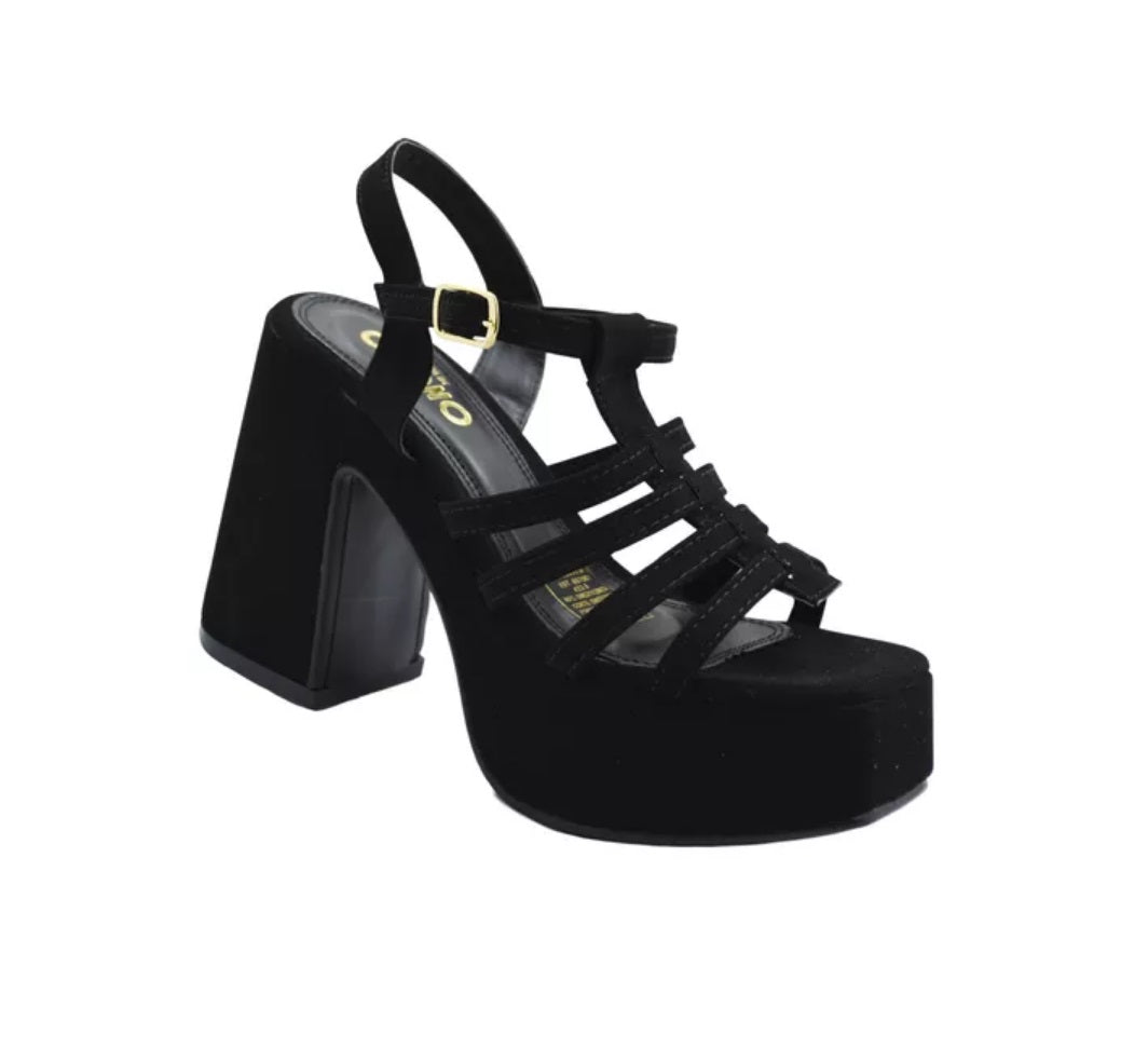 Sandalias de Tacón Capa de Ozono Negras para Mujer