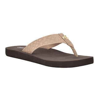 Foto 1 | Chanclas Calvin Klein Caluha con Logotipo color Marfil para Mujer - Venta Internacional