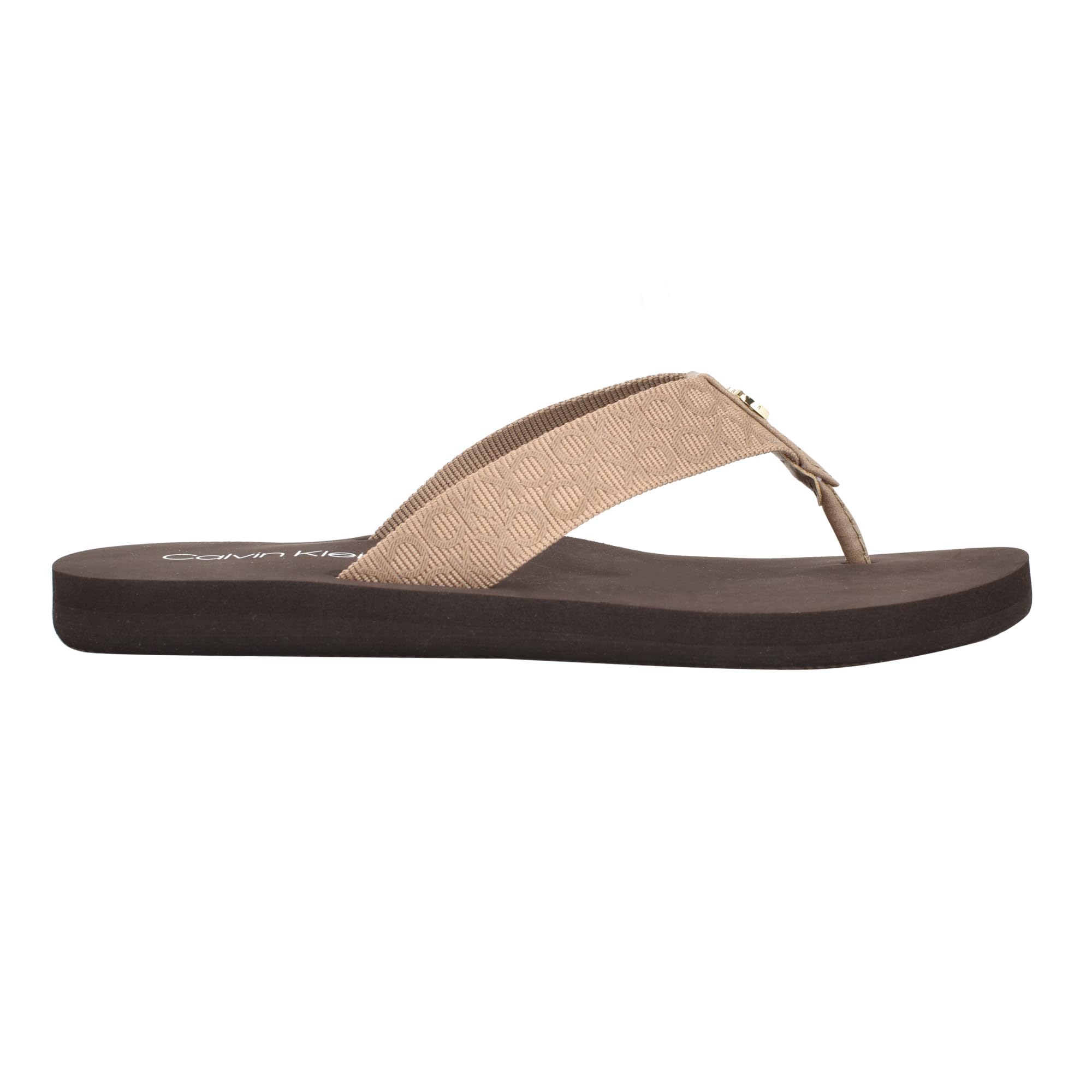 Foto 6 pulgar | Chanclas Calvin Klein Caluha con Logotipo color Marfil para Mujer - Venta Internacional