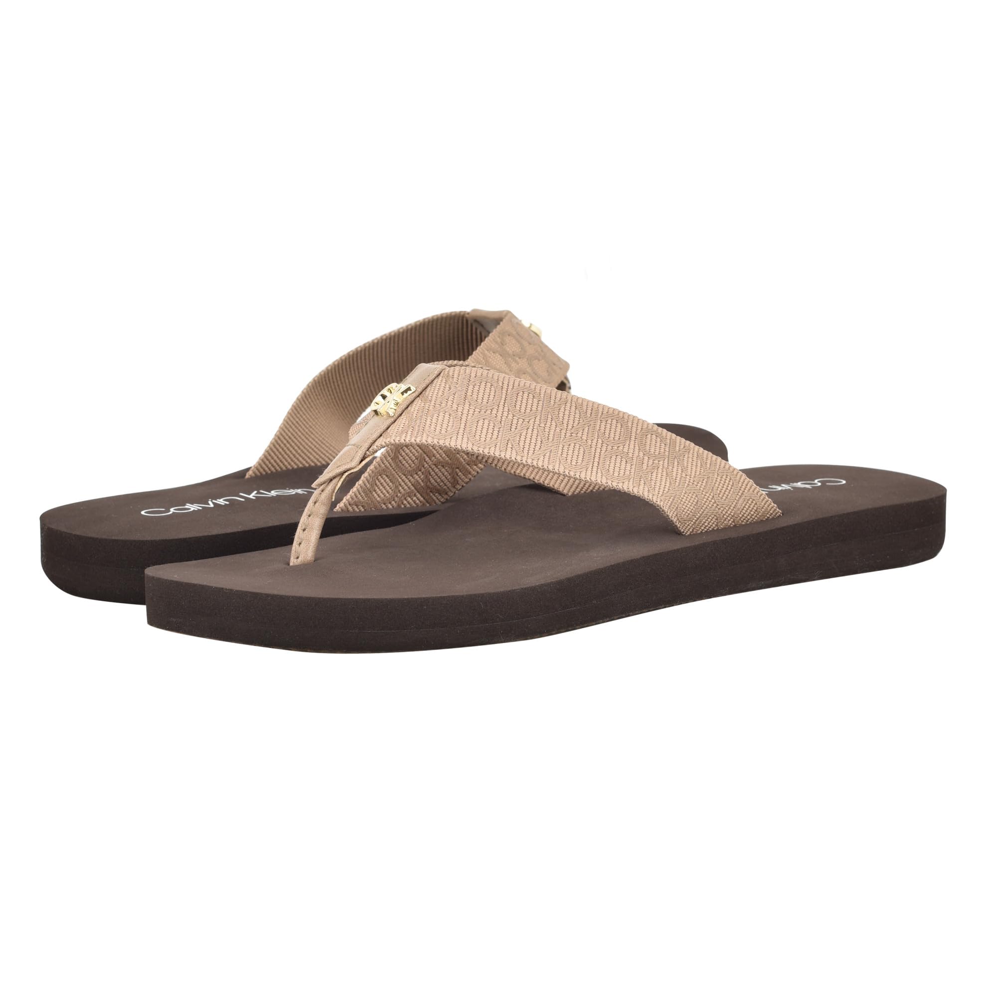Foto 7 pulgar | Chanclas Calvin Klein Caluha con Logotipo color Marfil para Mujer - Venta Internacional