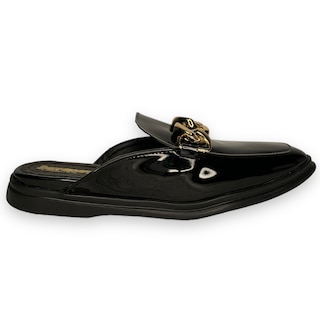 Foto 1 | Flats Mules David Serrano Charol Negros Cadena Gruesa para Mujer