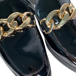 Foto 4 | Flats Mules David Serrano Charol Negros Cadena Gruesa para Mujer