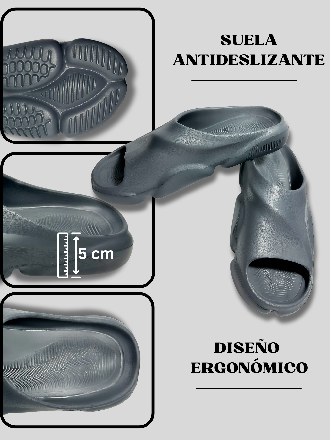 Foto 3 pulgar | Sandalia Ligera Para Hombre De Cobertura Semi-abierta Sand-1021 Color Gris Antideslizante