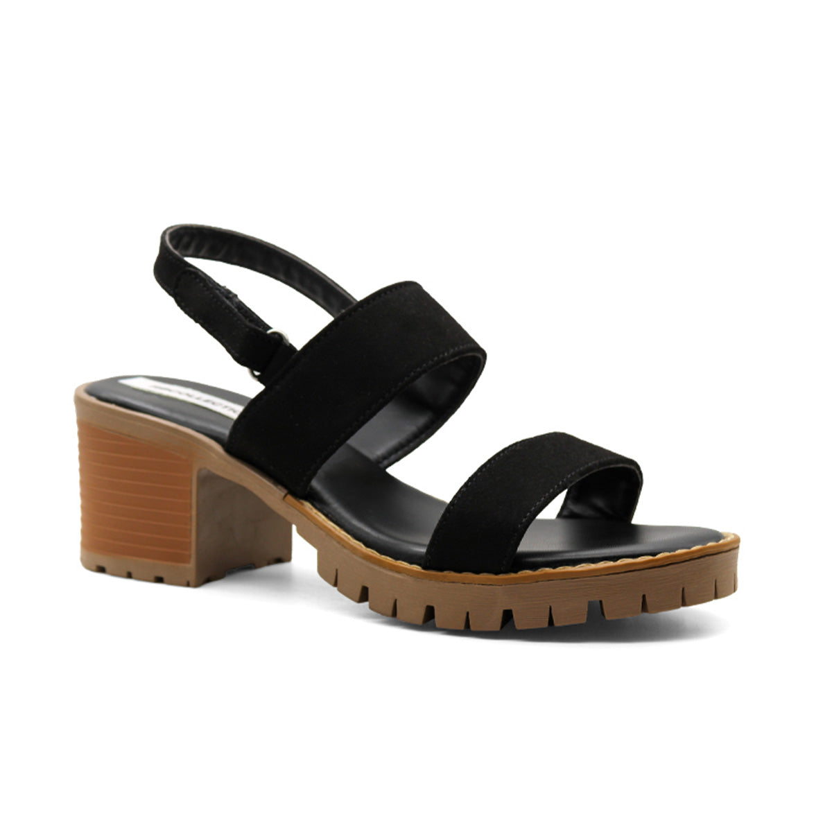 Sandalia RBCollection Negra con Tacón Exterior Gamuza para Mujer