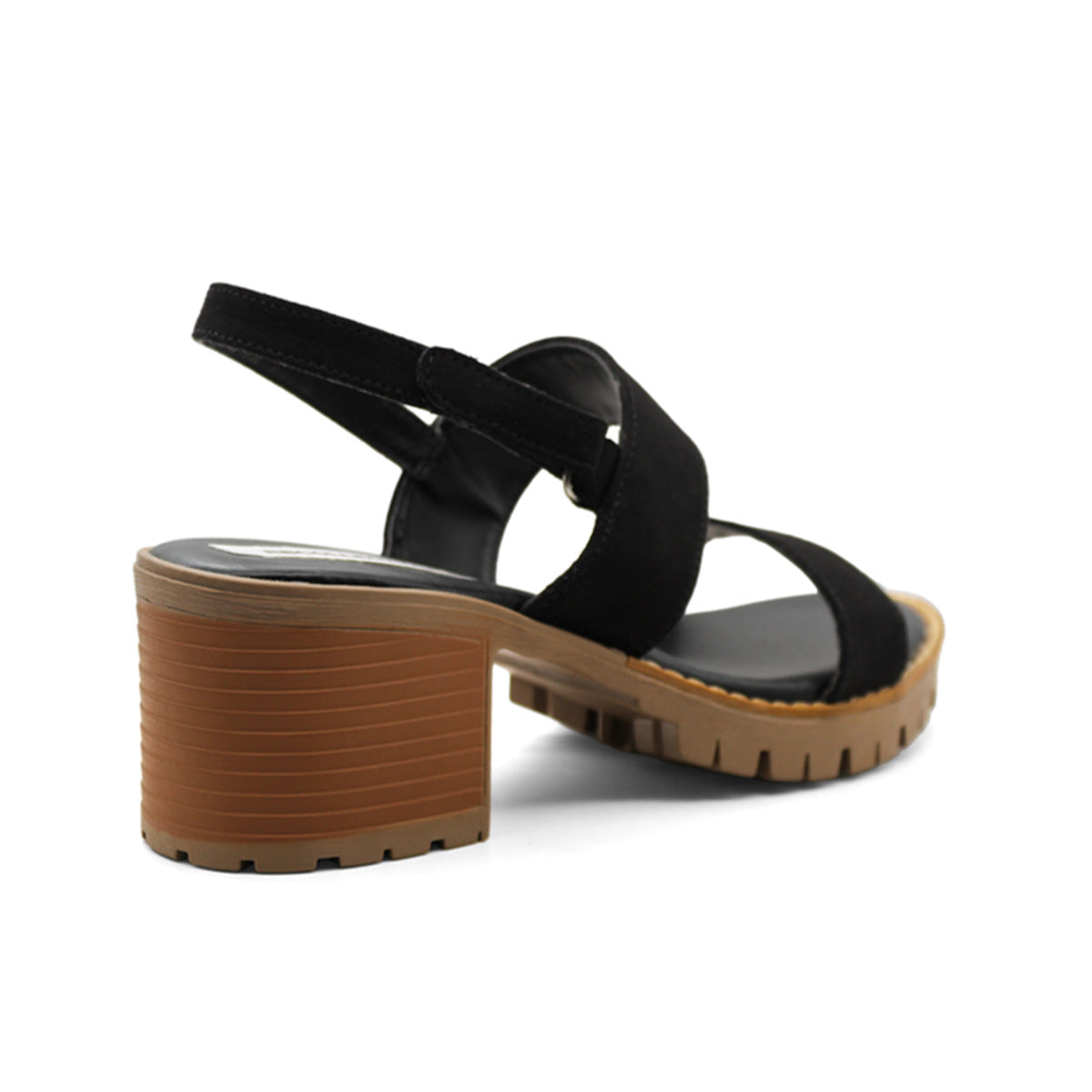 Foto 3 | Sandalia RBCollection Negra con Tacón Exterior Gamuza para Mujer