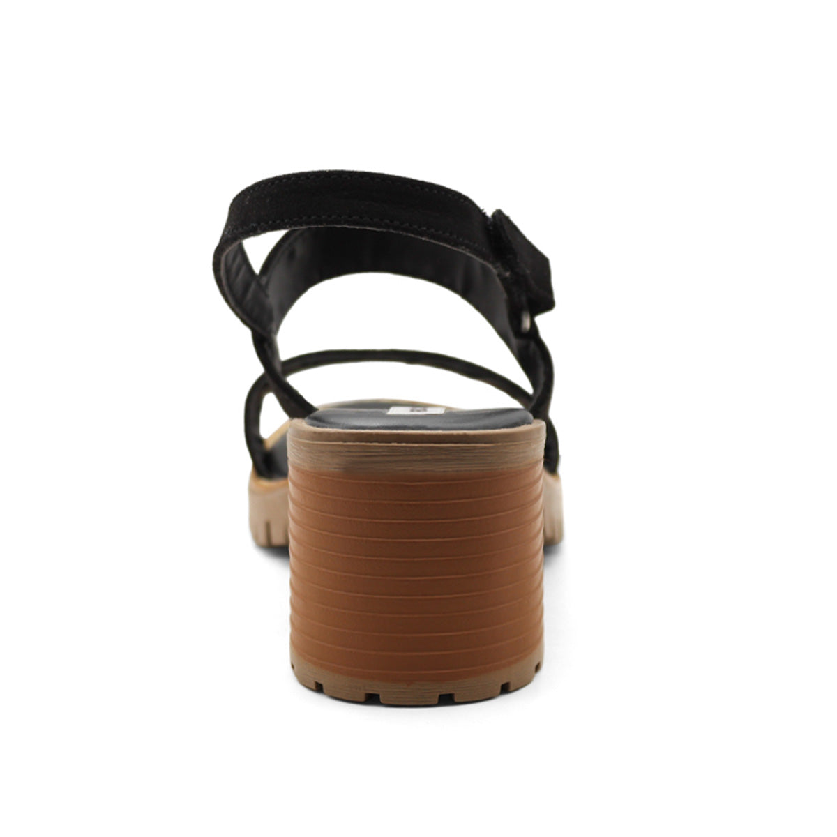 Foto 4 | Sandalia RBCollection Negra con Tacón Exterior Gamuza para Mujer