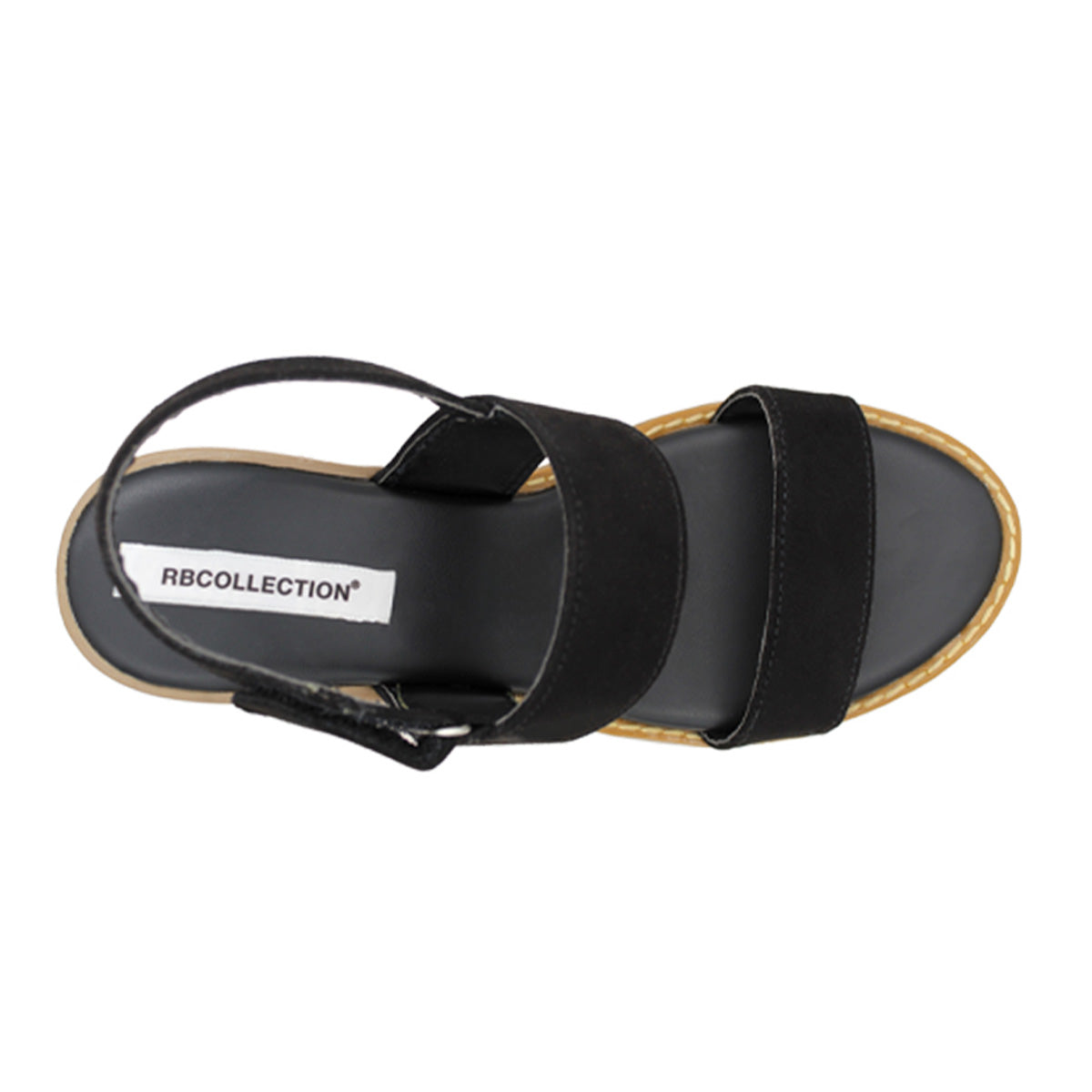 Foto 5 | Sandalia RBCollection Negra con Tacón Exterior Gamuza para Mujer
