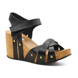 Foto 1 | Sandalias con Plataforma RB Collection Negras Exterior Piel Vegana para Mujer