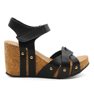 Foto 2 | Sandalias con Plataforma RB Collection Negras Exterior Piel Vegana para Mujer
