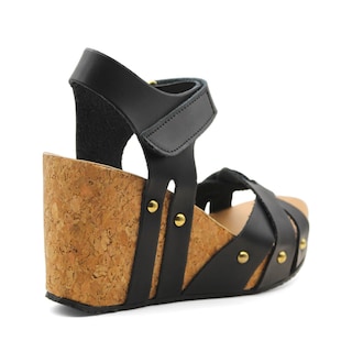 Foto 3 | Sandalias con Plataforma RB Collection Negras Exterior Piel Vegana para Mujer
