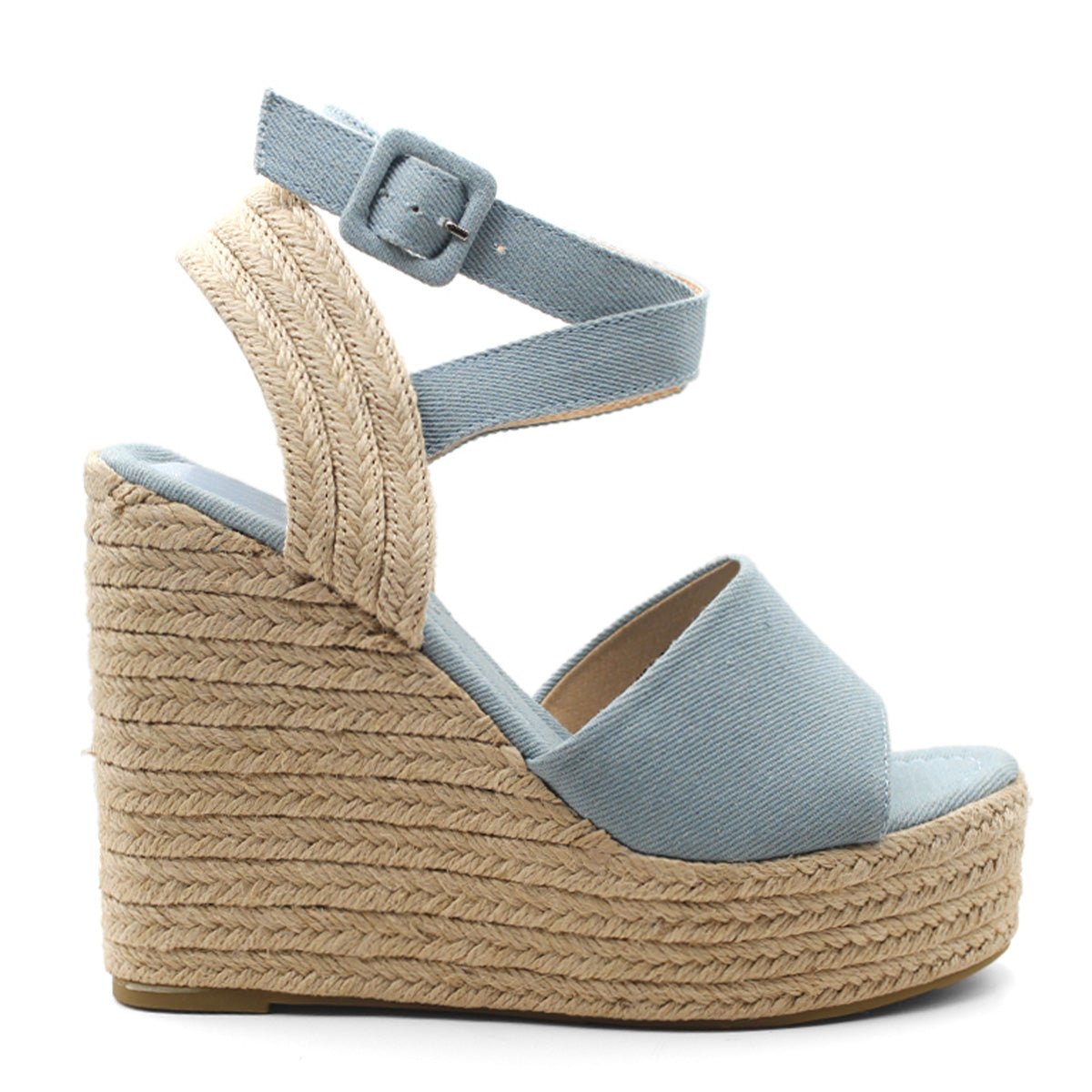 Foto 3 pulgar | Sandalias Con Plataforma Exterior Textil Rbcollection Color Azul Para Mujer