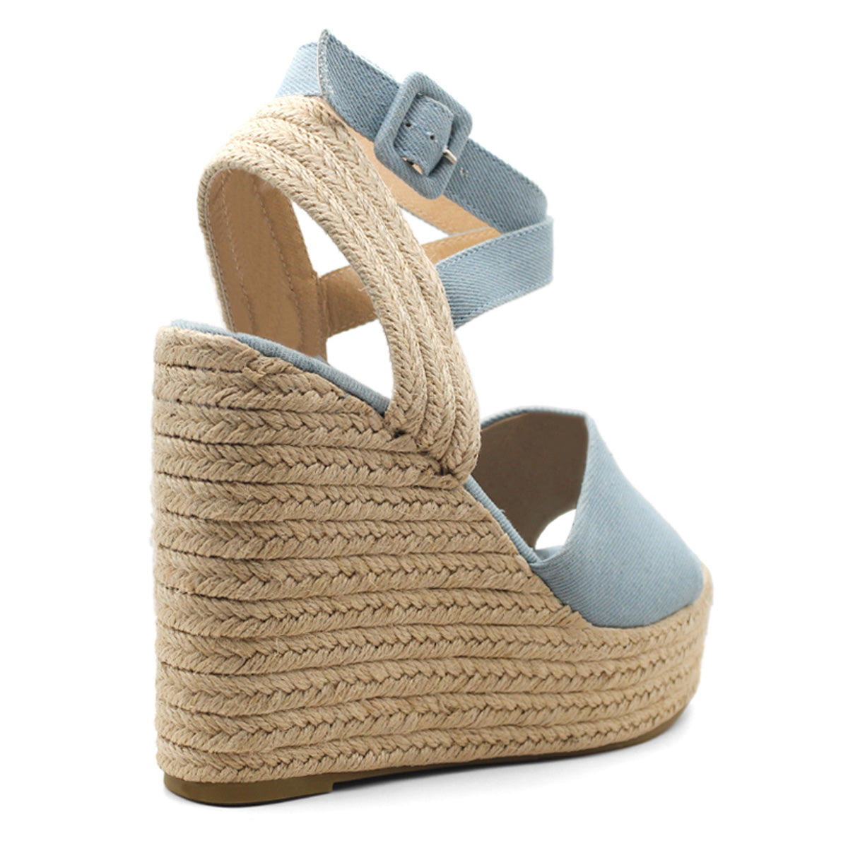 Foto 4 pulgar | Sandalias Con Plataforma Exterior Textil Rbcollection Color Azul Para Mujer