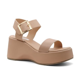 Foto 1 | Sandalias con Plataforma Exterior Piel Vegana color Beige de Rbcollection para Mujer