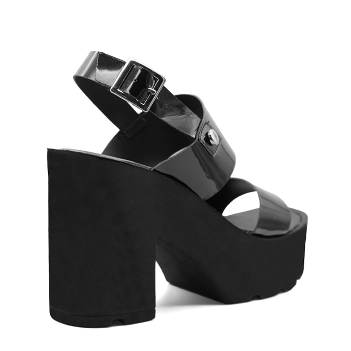 Foto 4 pulgar | Sandalia RBCollection Negra con Tacón Exterior Charol para Mujer