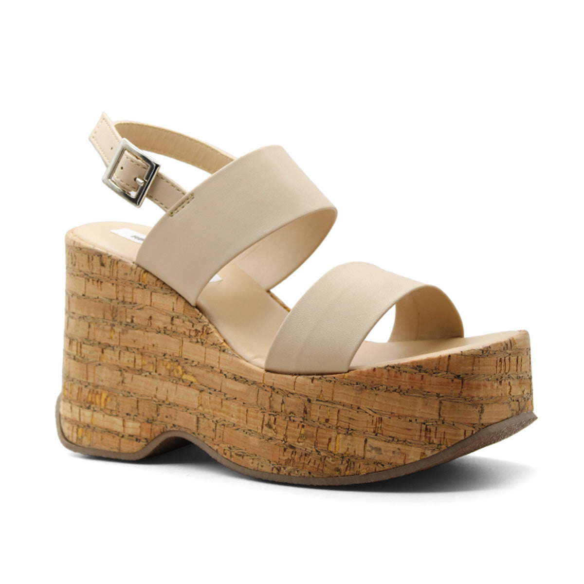 Sandalias Con Plataforma Exterior Piel Vegana Color Beige  Para Mujer De Rbcollection