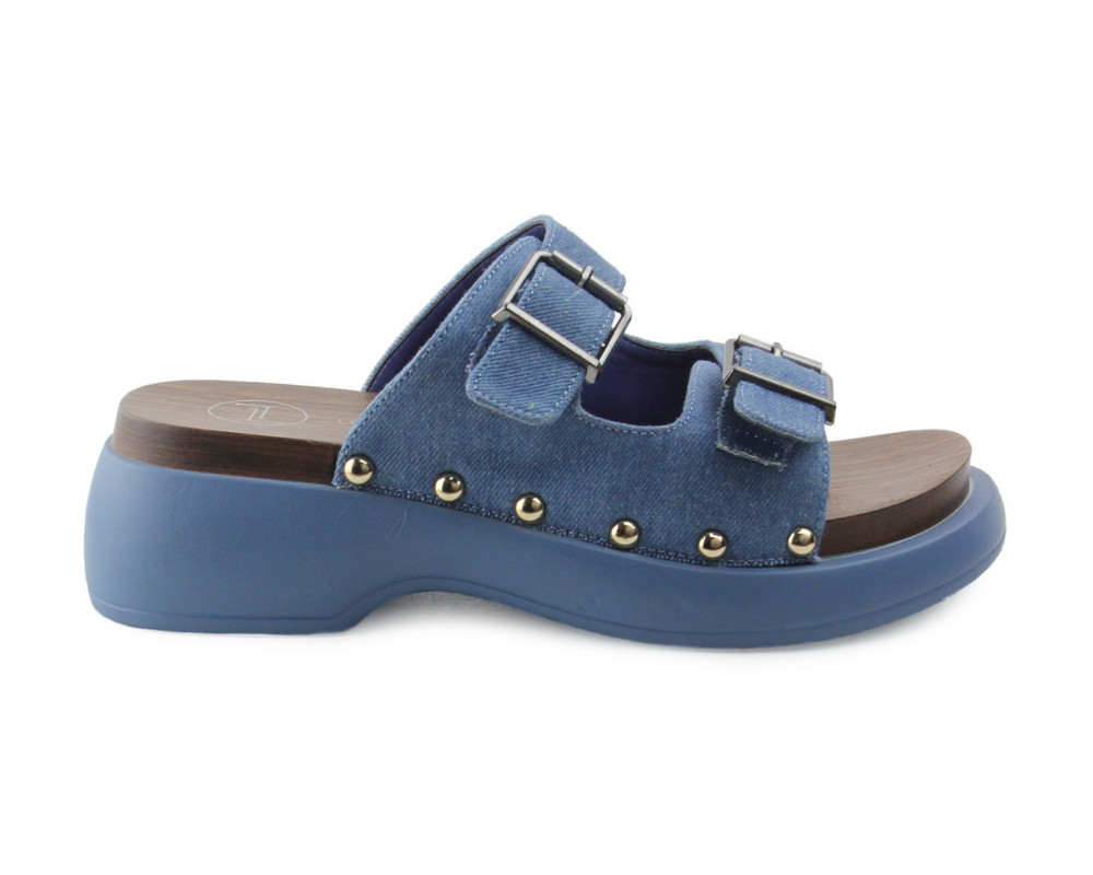 Foto 3 pulgar | Sandalia Tipo Cuña Lob Footwear Textil Azul 59904028 para Mujer