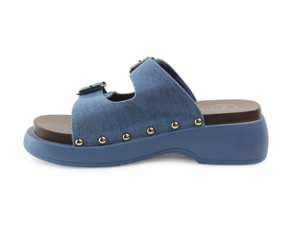 Foto 6 pulgar | Sandalia Tipo Cuña Lob Footwear Textil Azul 59904028 para Mujer