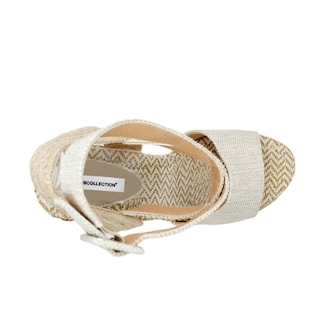 Foto 4 | Sandalias con Plataforma RBCollection Exterior Textil Beige para Mujer