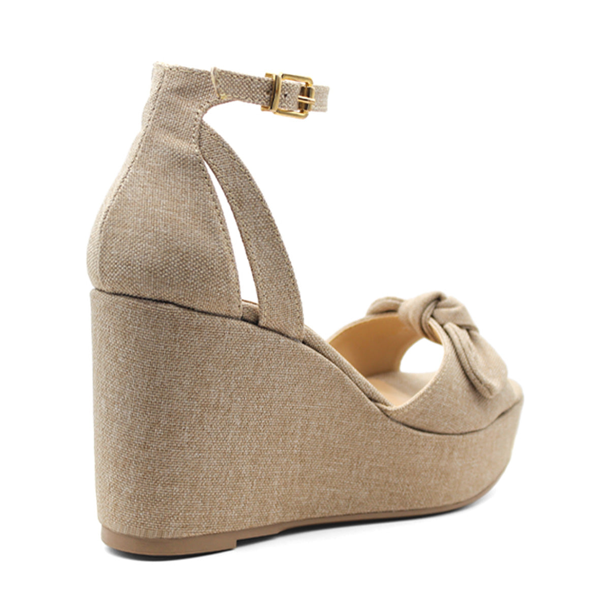 Foto 4 pulgar | Sandalias Con Plataforma Exterior Textil Color Café Para Mujer De Rbcollection