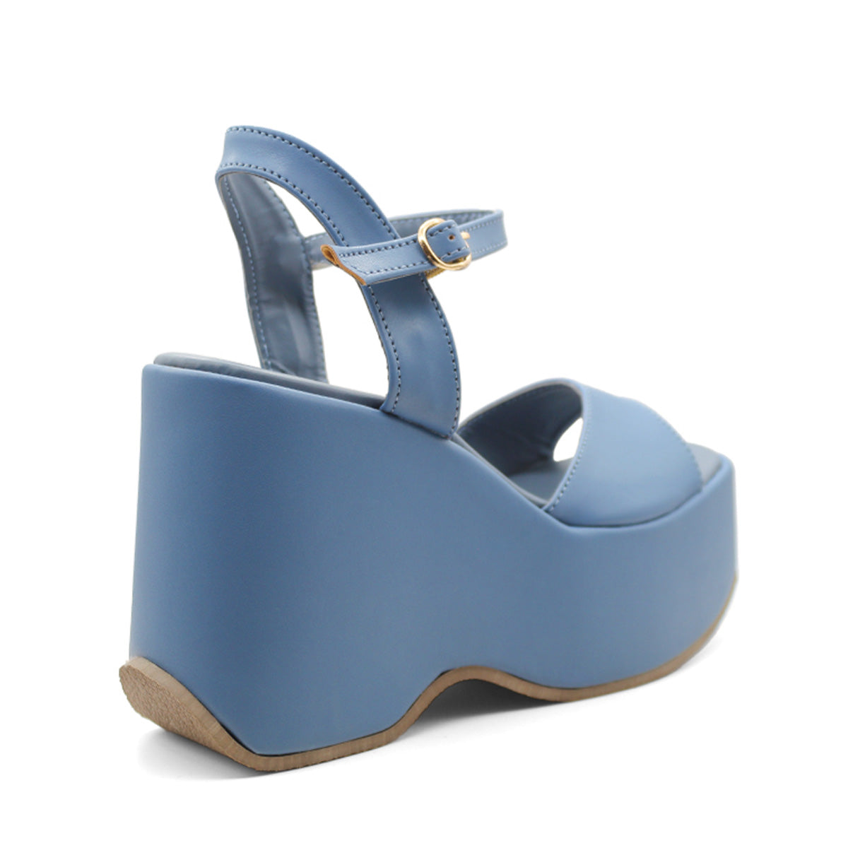 Foto 4 pulgar | Sandalias Rbcollection con Plataforma Exterior Piel Vegana Azules para Mujer