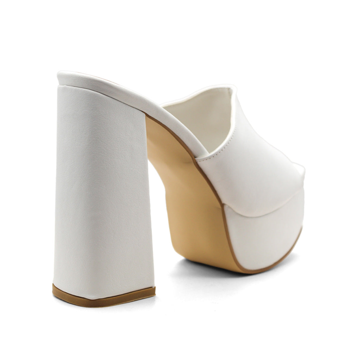 Foto 4 pulgar | Sandalia con Tacón Exterior Piel Vegana color Blanco De Rbcollection para Mujer