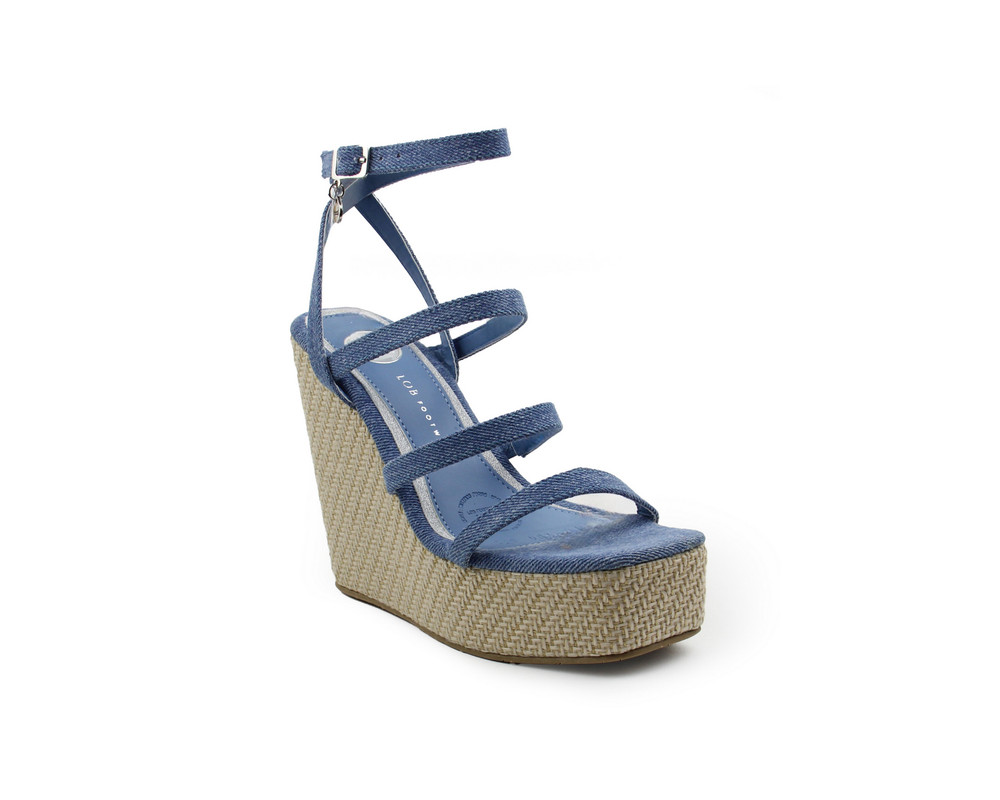 Sandalia Tipo Cuña Lob Footwear Denim Azul para Mujer