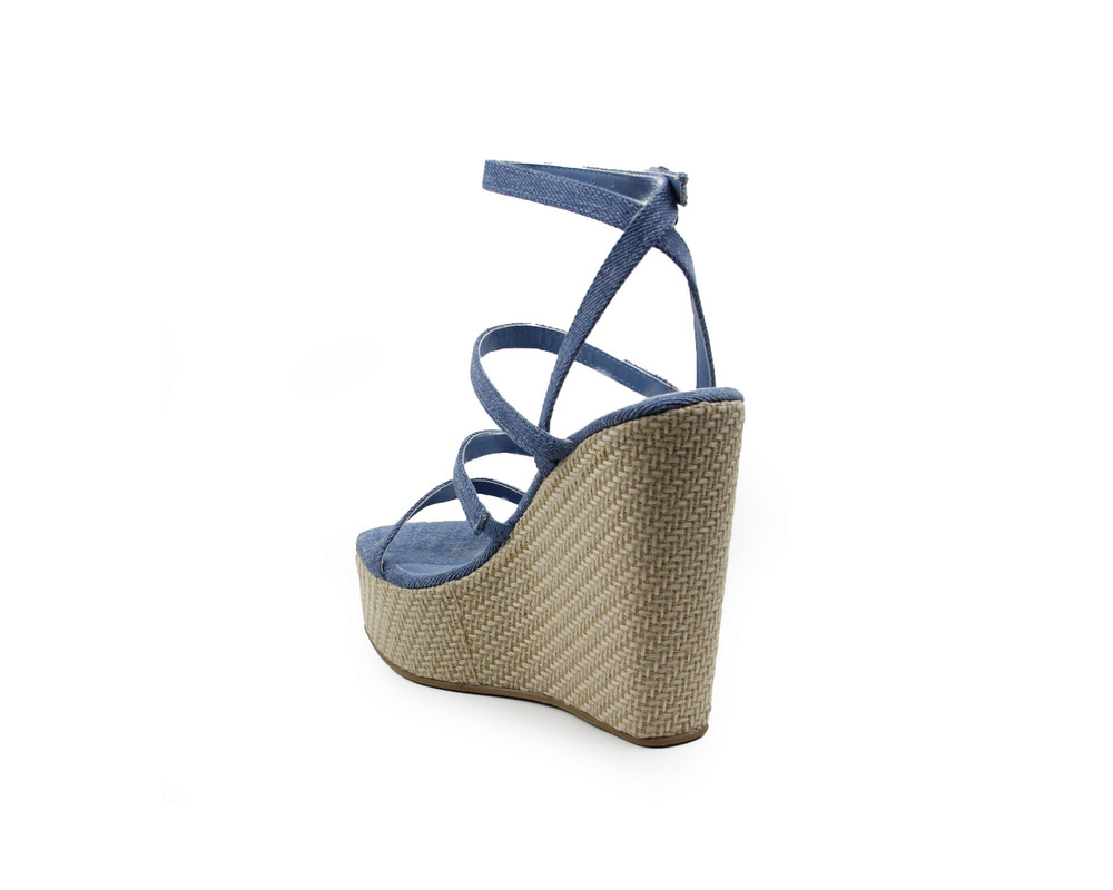 Foto 5 pulgar | Sandalia Tipo Cuña Lob Footwear Denim Azul para Mujer