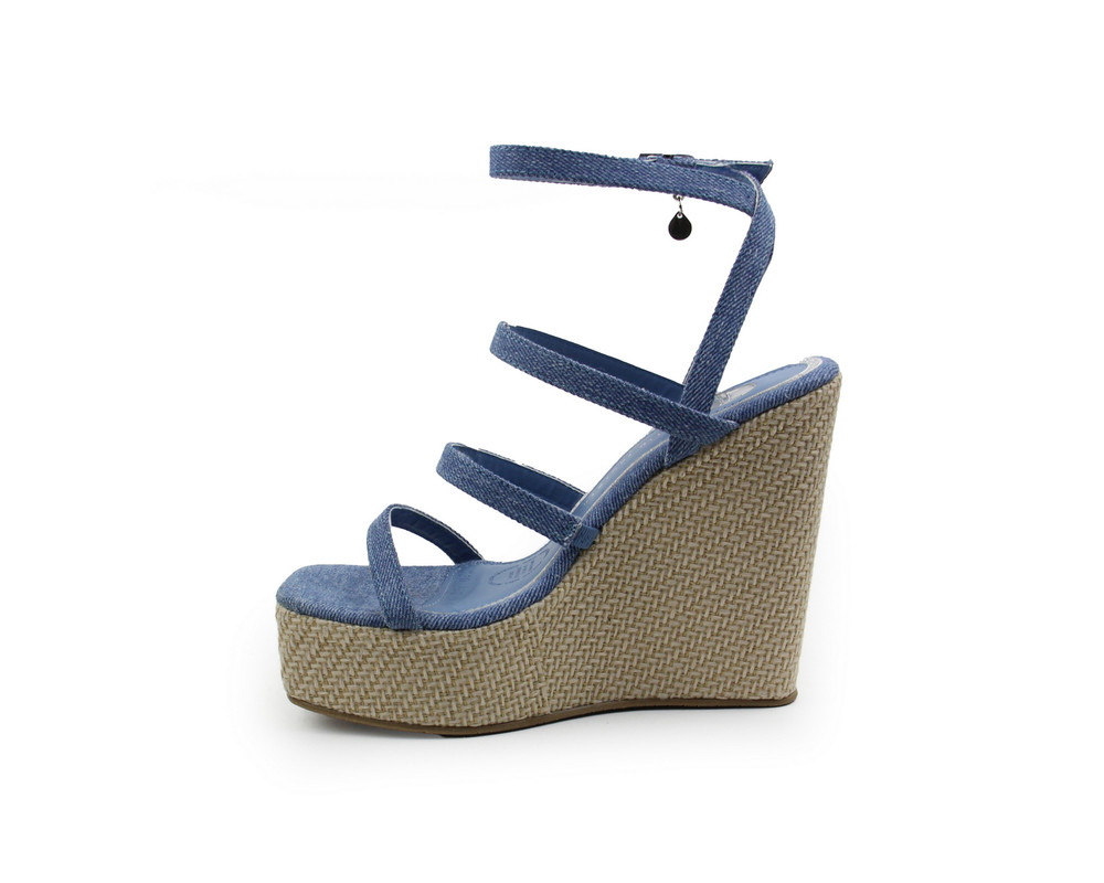 Foto 5 | Sandalia Tipo Cuña Lob Footwear Denim Azul para Mujer