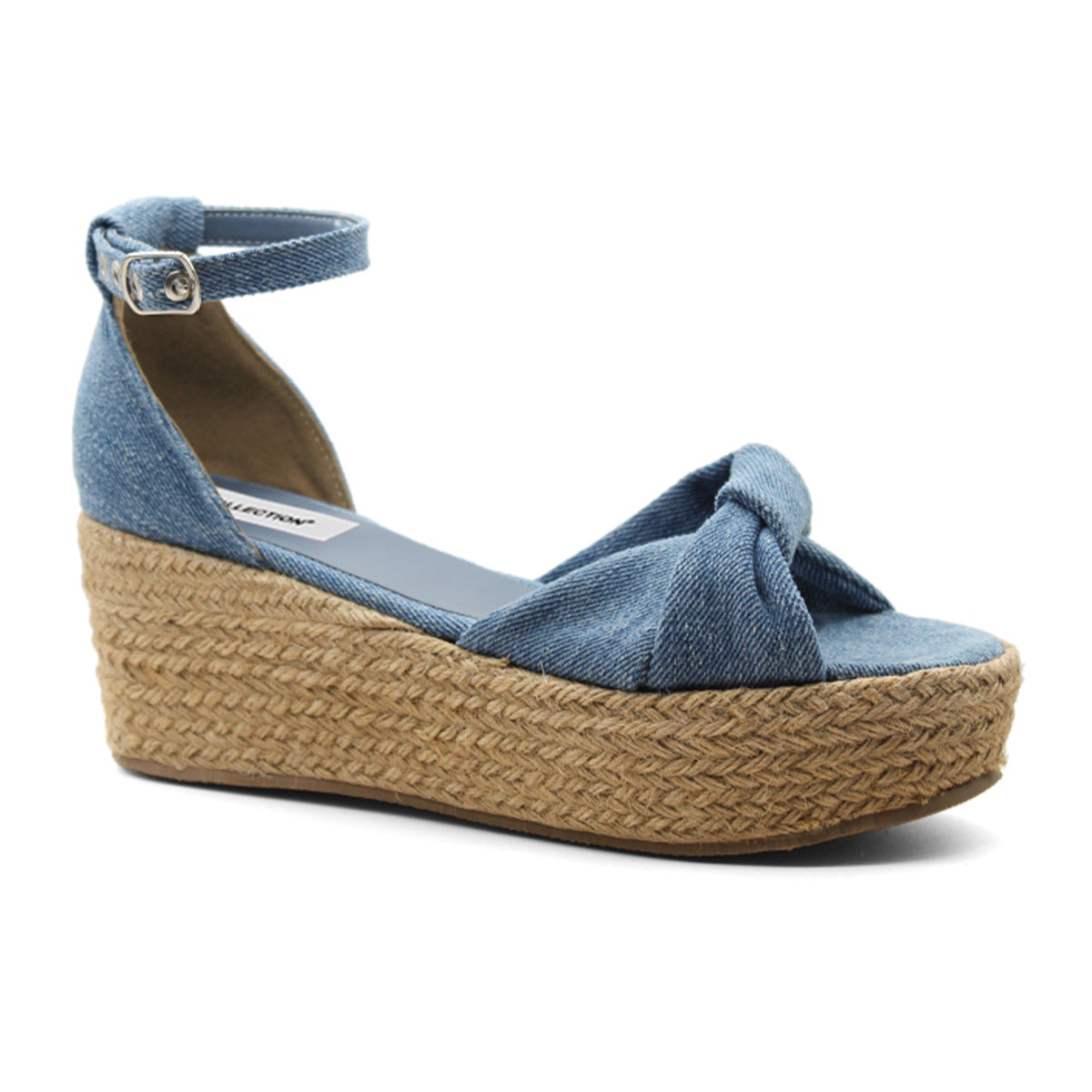 Foto 2 pulgar | Sandalias con Plataforma RBCollection Exterior Textil Azul para Mujer