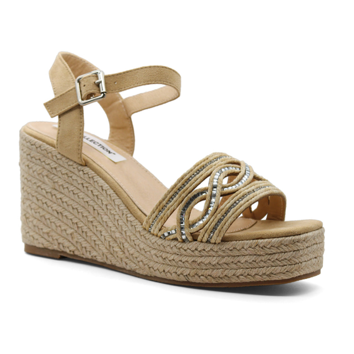 Foto 2 pulgar | Sandalias con Plataforma RBCollection Exterior Textil Beige para Mujer