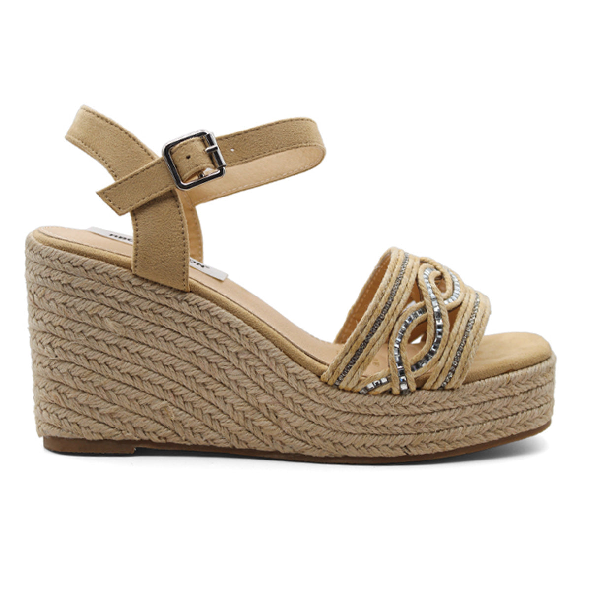 Foto 3 pulgar | Sandalias con Plataforma RBCollection Exterior Textil Beige para Mujer