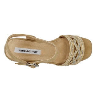 Foto 5 | Sandalias con Plataforma RBCollection Exterior Textil Beige para Mujer