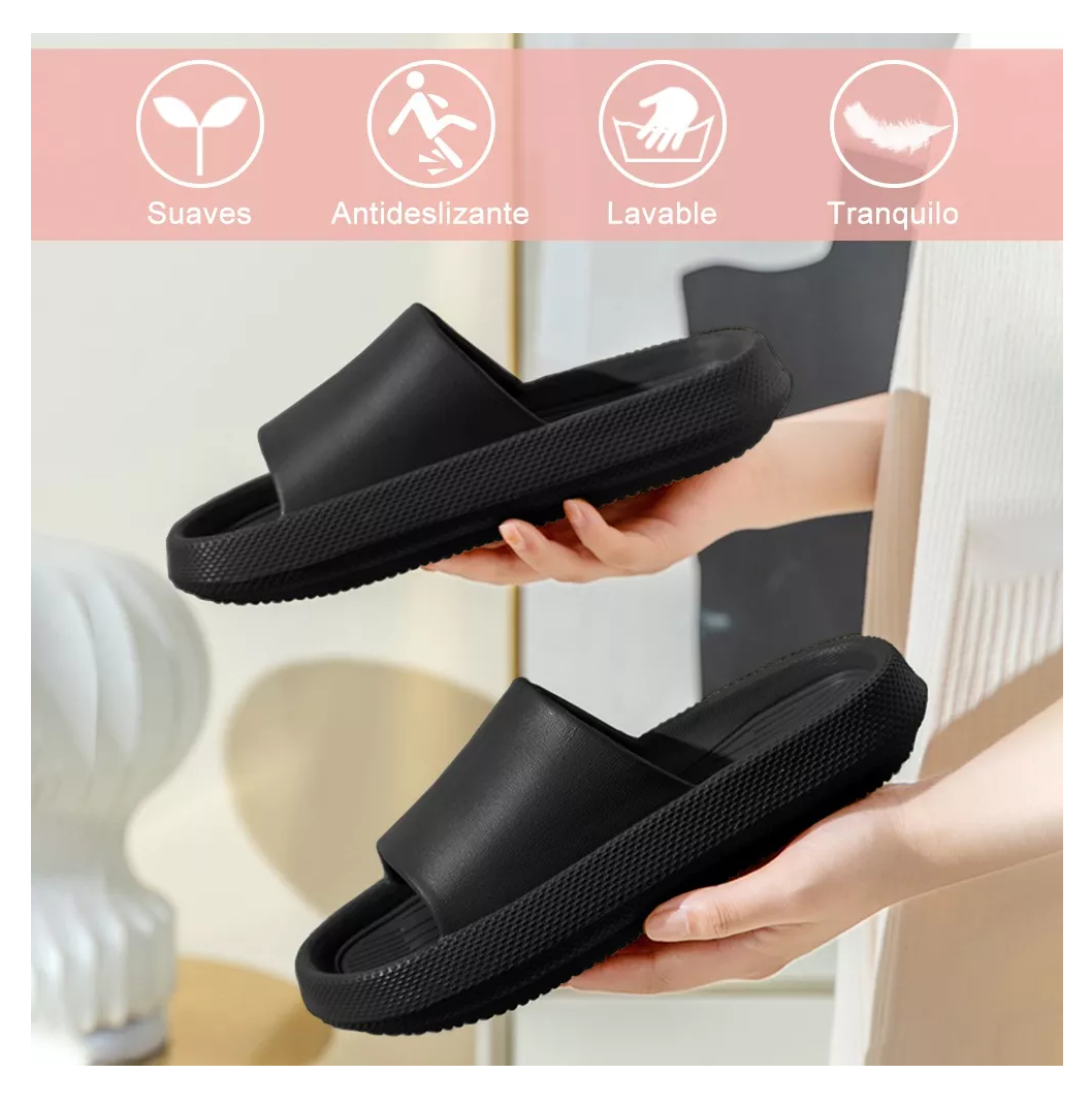 Foto 5 pulgar | Sandalias Chanclas Fondo Grueso De Baño Unisex Negro #24