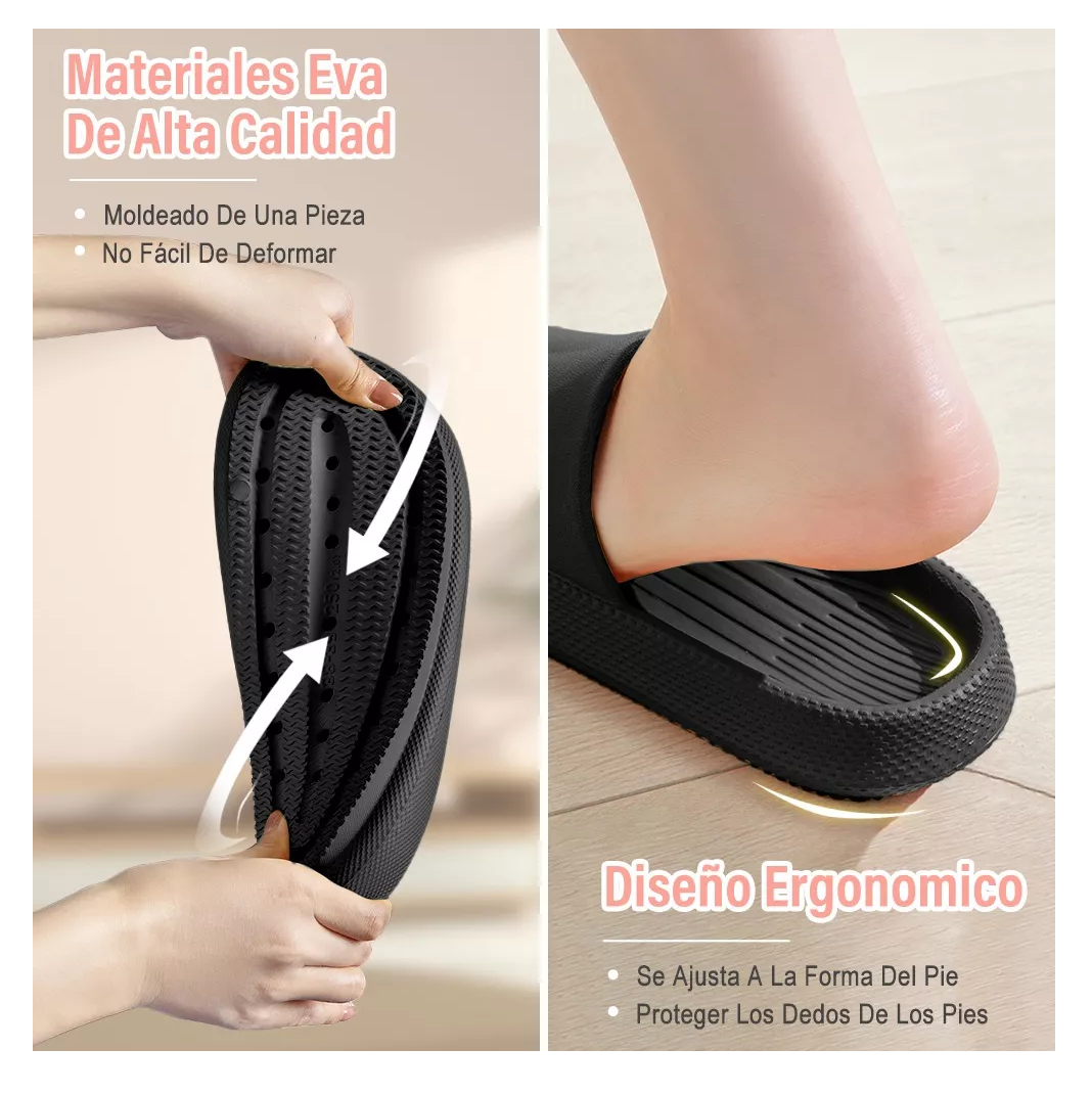 Foto 6 pulgar | Sandalias Chanclas Fondo Grueso De Baño Unisex Negro #24