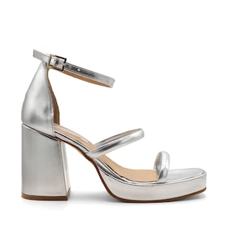 Foto 2 | Sandalia Con Tacon Color Plata Para Mujer De Rbcollection