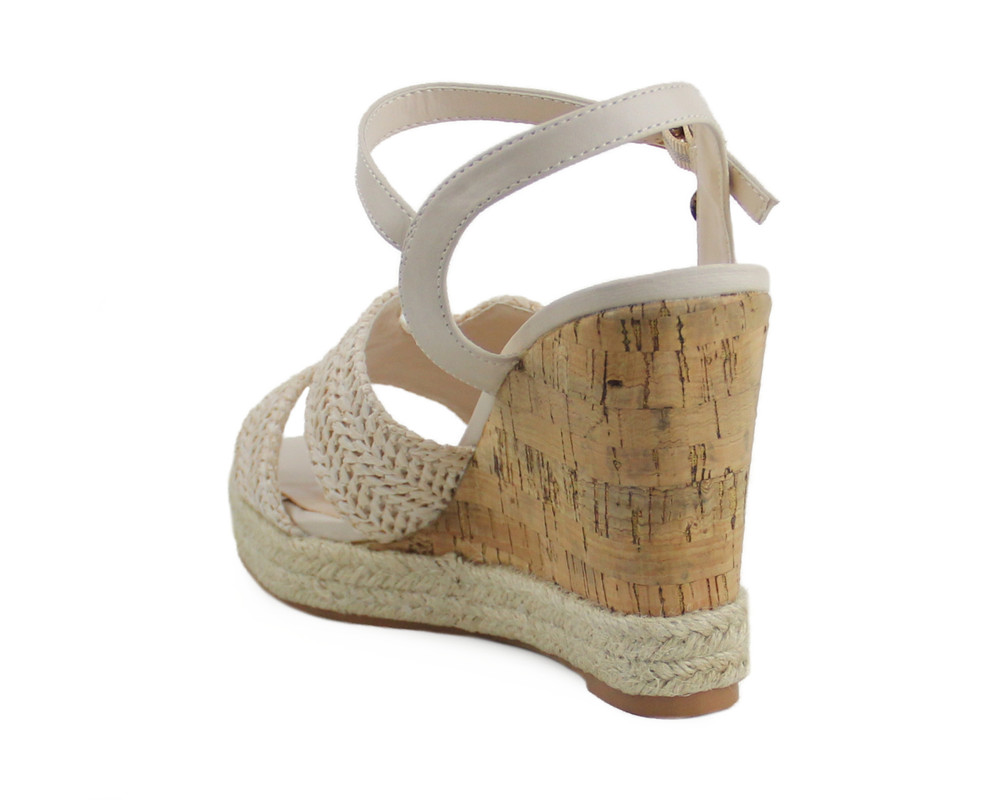 Foto 5 pulgar | Sandalia Tipo Cuña Para Mujer Lob Footwear Rafia Beige 92604022