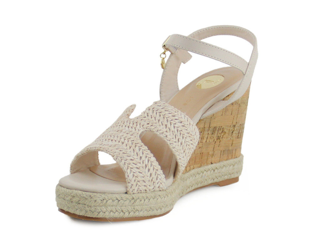 Foto 7 pulgar | Sandalia Tipo Cuña Para Mujer Lob Footwear Rafia Beige 92604022